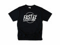 Funny cycling T-shirt in Black, 'Fast AF' in bold letters inside a circle, for road cyclists