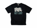 Cycling T-shirt in Black, a folded map with a dotted bike route, 'Get Lost', for gravel and touring riders
