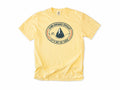 Funny cycling T-shirt in Butter, 'Climb Avoidance Specialist', a route around a mountain, for cyclists who avoid hills