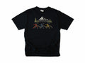 Cycling T-shirt in Black, three cropped bikes under a snowy mountain, for road and mountain bikers
