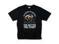 Funny cycling T-shirt in Black, a badger cycling, 'The badder the weather the better the story', for all-weather riders