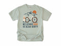 Funny cycling T-shirt in Bay, 'My Other Ride Is Also Dirty' with a gravel bike, for gravel and mountain bikers