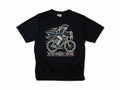 Cycling T-shirt in Black, Midnight Ride: a colonial rider with a lantern on a bike, America 250 and 4th of July gift for cyclists