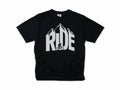Cycling T-shirt in Black, 'RIDE' in mountain-shaped letters with a cyclist, for mountain bikers