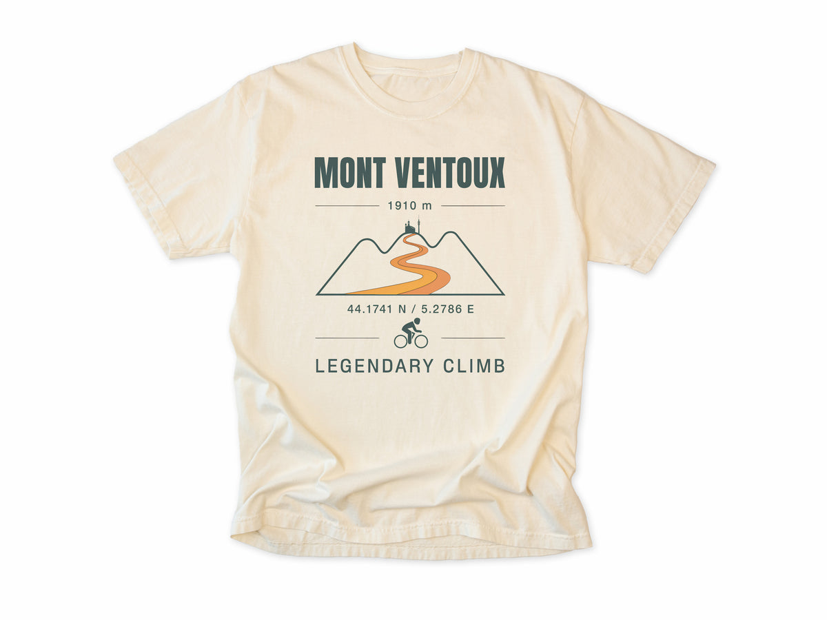 Cycling T-shirt in Ivory, Mont Ventoux Climb: 'Legendary Climb' with a winding mountain road, for road cyclists, Tour de France fans